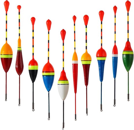 10 Stuks Vissersfloats - Drijvers voor Verschillende Vissoorten, Perfect voor Forelvissen en Vissen met een Hengel