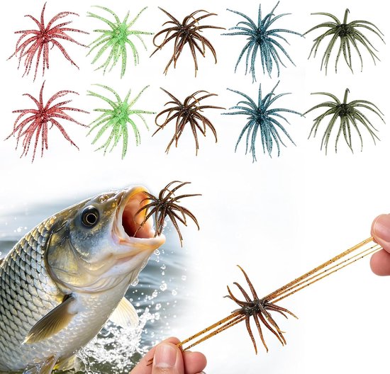10 stuks zacht aas voor zee-egels, rubberen aas, forel, visaas voor baars, snoek en snoekbaars, kunstaas vissen voor zoet en zout water, zacht visaas voor roofvissen, visaccessoires, kunstaasset, 7 cm