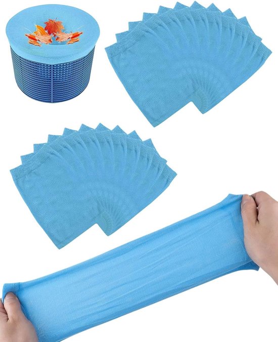 10 stuks zwembad-skimmersokken, filtersokken, filterkousen, zeefnet, zwembadsokken, skimmernetten voor fijne filtering, filteraccessoires, skimmer sok voor filtermand, skimmermand (wit)