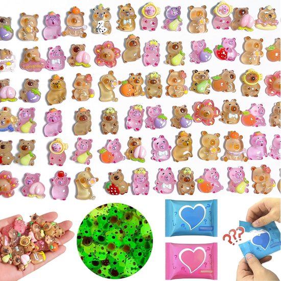 100 Mini Glow-in-the-Dark Dieren Blind Bag Mystery Bag - Glow in the Dark Hars Dierfiguren voor Feengarten Accessoires, Willekeurig Ontwerp (100 stuks)