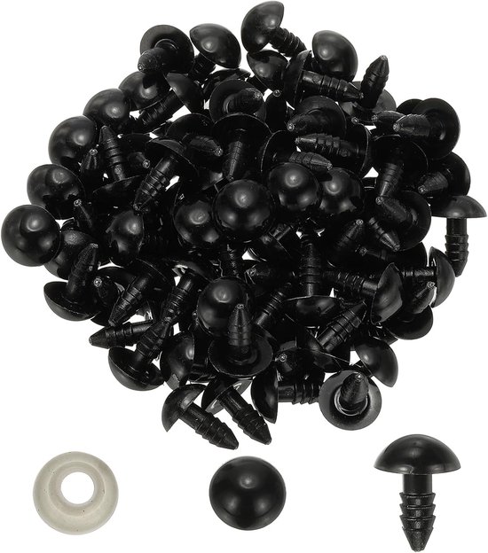 100 stuks 12 mm kunststof veiligheidsogen met ringen voor pluche