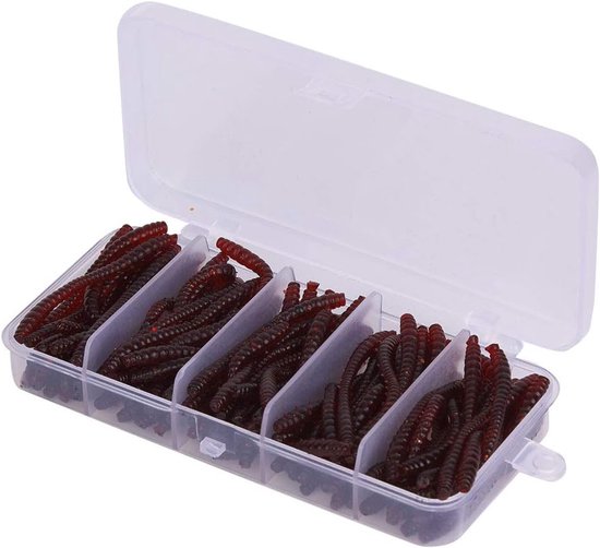 100 Stuks 6 Cm Siliconen Kunstworm Regenworm, Zacht Kunstaas Aas Visgerei Accessoires Kit, met Langzame Val en Verleidelijke Staartzwaai, voor Baars en Andere Vissen