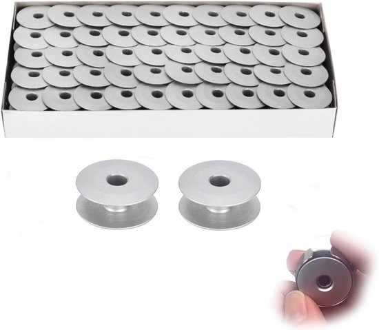 100 Stuks Aluminium Bobbins van 25mm voor Naaimachines - Duurzame Metaal Spoelen voor Efficiënt Naaiwerk van Merkloos