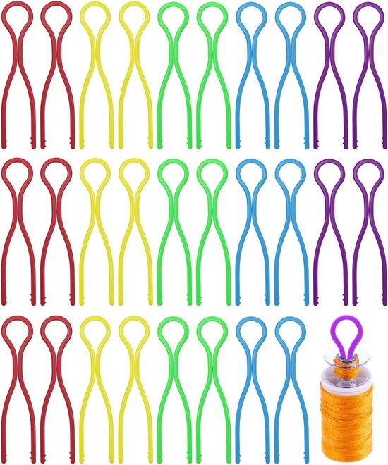 100 Stuks Draadspoelhouders - Plastic Clips voor Naaiaccessoires, Spool Klemmen, Organiseer Draad en Spoelen in Diverse Kleuren