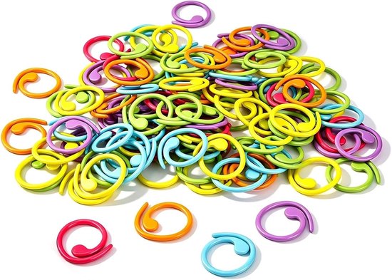100 Stuks Haakmarkeerders in 6 Kleuren - Spiralige Metalen Haakmarkeerders, Zinklegering Telhulp voor Breien, Haken en Creatieve Projecten