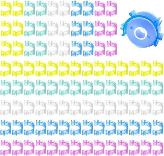 100 Stuks Kleurige Bobbin Clips voor Naaiwerk, Plastic Spoelhouders voor Draad, Accessoires voor Naaimachines en Draadbeheer