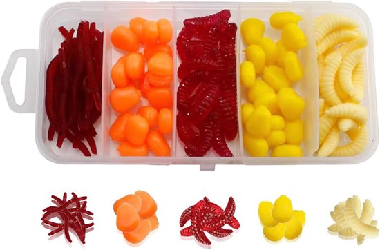 100 Stuks Kunstmatige Aas Wormen - Vissen Lure Set met Zachte Plastic Wormen voor Zoet en Zout Water, Perfect voor Hengelsport en Visvangst