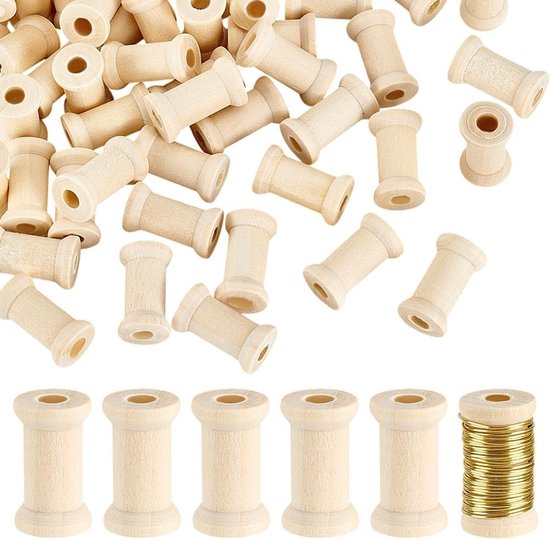 100 Stuks Natuurlijke Houten Spoelen, Onbehandelde Lege Draadspoelen voor Handwerken, Naaiwerk en Weven van Touw en Textieldraad