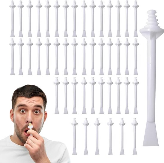 100 stuks neuswasstaafjes, pvc-dubbel uiteinde (aanbrengen en verwijderen), voor alle huidtypes, lippen, wenkbrauwen, gezicht, 7,6 cm, wit