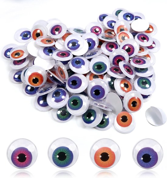 100 stuks oogstickers voor handwerk, 20 mm, ogen voor ammigurumis, poppen, scrapbooking, decoraties, handwerk, poppenaccessoires