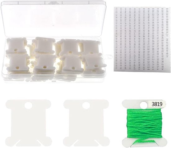 100 Stuks Plastic Draadspoelen voor Borduren, Organiser voor Borduurzijde met Opbergdoos en Nummerstickers, Ideaal voor Naaiwerk en Opslag van Katoen Draad