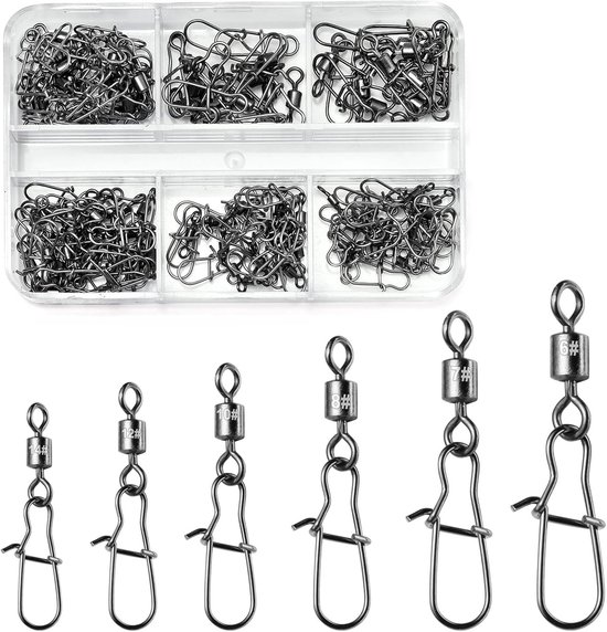 100 Stuks Rolling Vis Swivels - Zilver, Maat 6#-14#, Duurzaam en Betrouwbaar voor Visserij