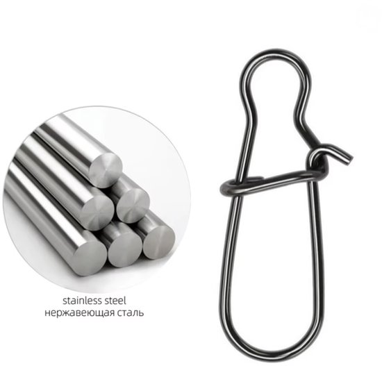 100 Stuks Rvs Vissen Snap Verslaafd Snap Pin Fastlock Clip Accessoires Visgerei Voor Barrel Swivel Lokken Haak