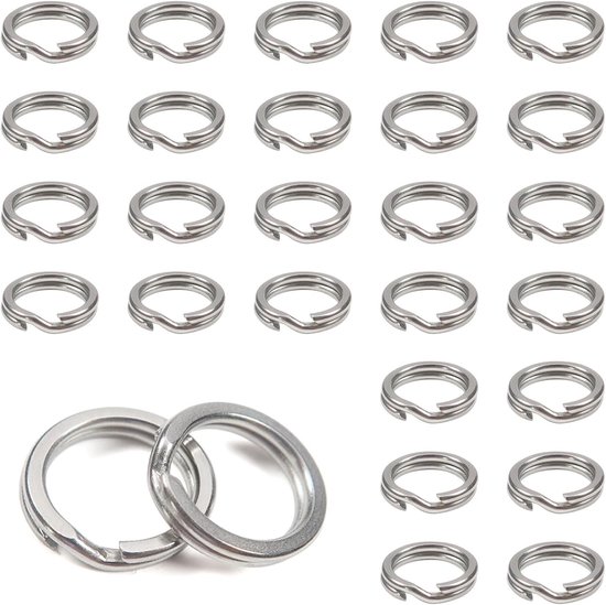 100 Stuks Sleutelhangers Splitringen Dubbele Lussen RVS Open Bending Ringen 8mm Voor DIY Sieraden, Kettingen en Vissen