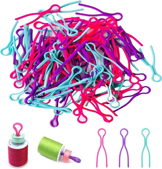 100 Stuks Spoeldraadhouder Clips, Spoelclipklemmen, Kleurrijke Plastic Naaimachines Spoeltoebehoren, voor Het Bevestigen van Spoeldraad Zodat Het er Niet Uit Valt (3 Gemengde Kleuren)