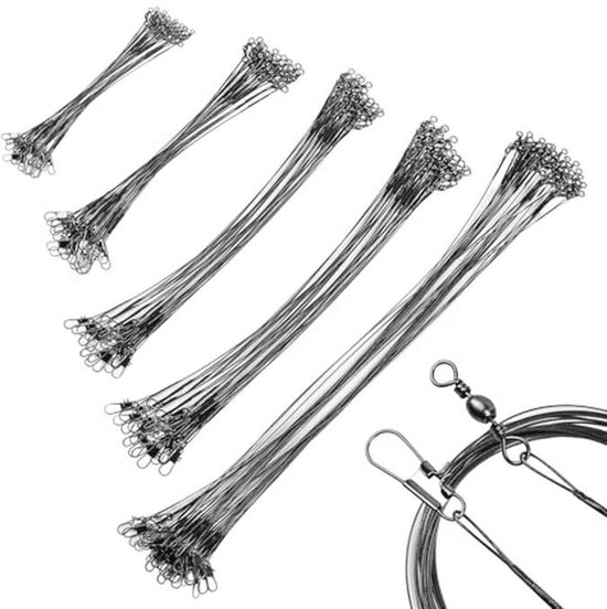 100 stuks stalen voorvakken voor snoekvisserij, verschillende maten van 10 cm tot 30 cm van Merkloos