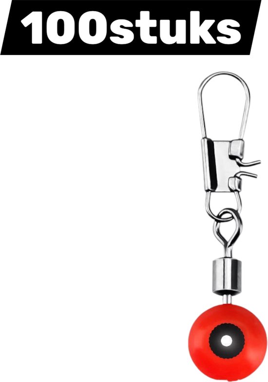 100 stuks - Vismolenklemconnector - Draaibare gootsteenschuifhaak - Accessoires voor zeehengelschuiflijn - Zeeboonconnector (groot rood) van Merkloos