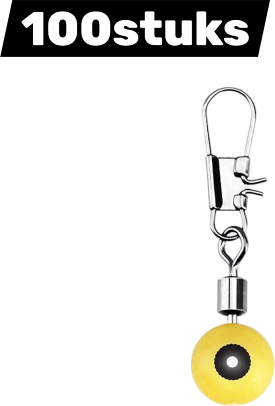 100 stuks - Vismolenklemconnector - Draaibare gootsteenschuifhaak - Accessoires voor zeehengelschuiflijn - Zeeboonconnector (middelgeel) van Merkloos