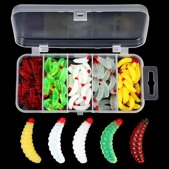 100 Stuks Zachte Silicone Maggotworm Net, Realistische Aas voor Zoetwatervissen, Forel Aas en Vissersbenodigdheden