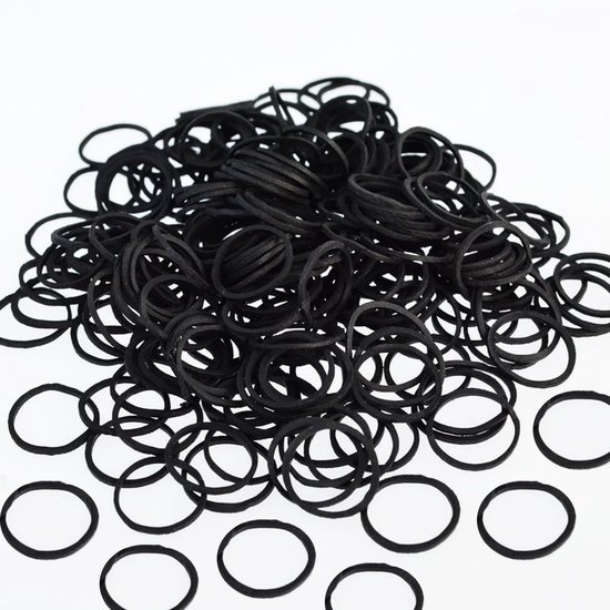1000 stuks rubberen banden, huishoudelijke rubberen ringen, rekbare banden, elastieken voor haar, kantoor, huishouden, schoolbenodigdheden (zwart)