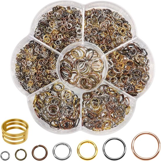 1000 Stuks Sprongringen en Splitringen in 7 Kleuren van 3 tot 10mm voor Kettingarmbanden en DIY Sieradenmaken van Merkloos