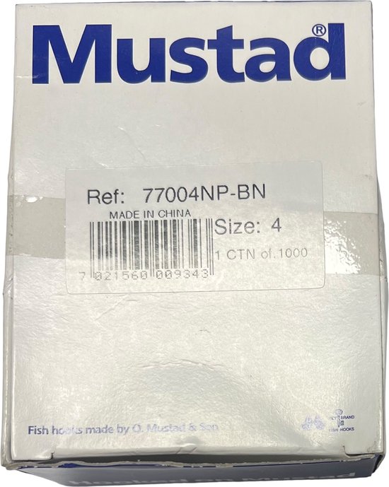1000 x Mustad Vishaak Size 4 Ref: 77004NP-BN van Mustad