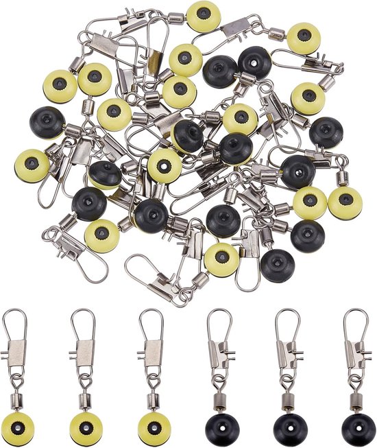 100pcs Fishing Rolling Swivel Slider Bead - Fish Pulley Line Connectors - Pulley Bead Swivel Power Cast - Pulley Swivel Fishing Line Sinker - Small Fishing Accessories Kit van Glkuni