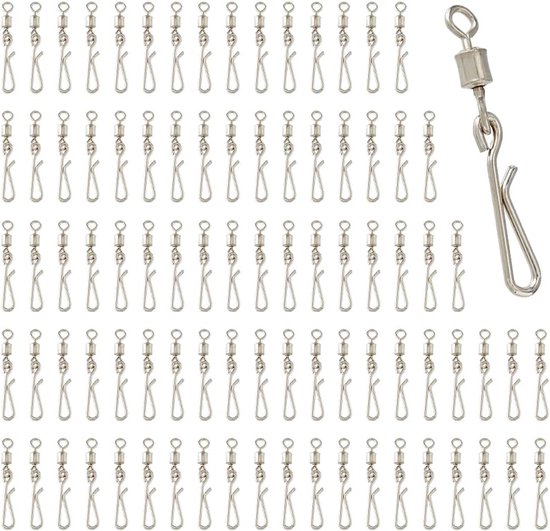 100pcs High Strength Fishing Snap - Stainless Steel Fishing Swivel - Saltwater Snap Kit - Rolling Connector - Ball Bearing Trolling Fittings - Silver - Hole 0.07 Inch van Shaddock Fishing