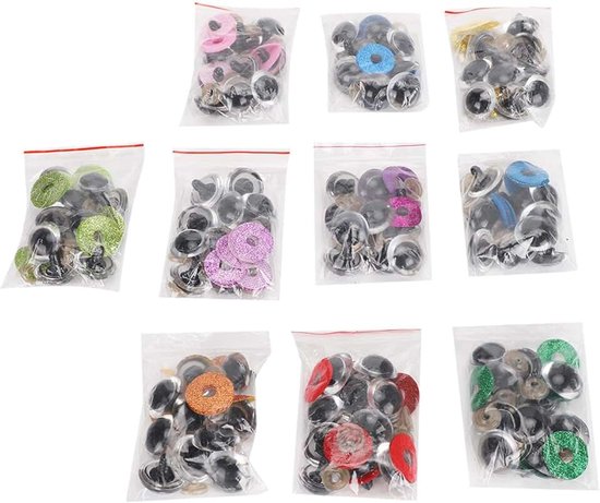100x Safety Eyes Glitter Washer Accessoires Veiligheidsogen met Kleurrijke Ogen voor Het Maken van Poppen(24MM)