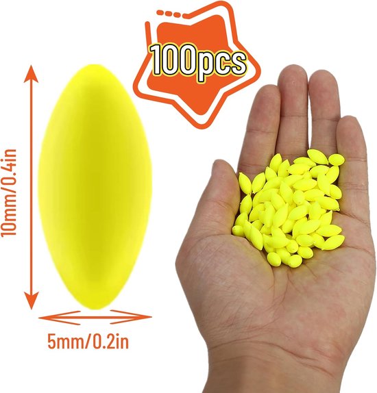 100x Visdobbers Ovaal Geel - Plastic Drijvers voor Vissen