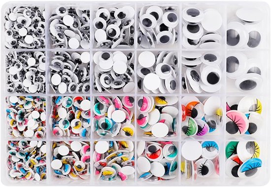 1056 stuks plastic zelfklevende pop, ogen, wiebelen, Googly Eyes