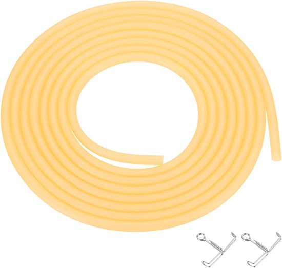 10ft Natural Latex Rubber Tube - 3/16" (4mm) ID x 1/4" (6mm) OD - Sling Shot Rubber Tube met Slangklemmen voor Oefeningen - Rekken - Laboratorium - Thuis Slang Tube van Merkloos