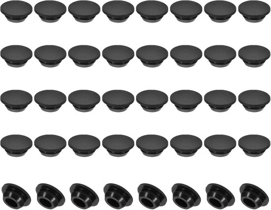 10mm Diameter Silicone Hole Plug - 40Pcs Round Snap Furniture Knob Protective Cap - Head Fit for 2.5-10mm Hole - Seal - Bulkhead Cylinder Hole - Black