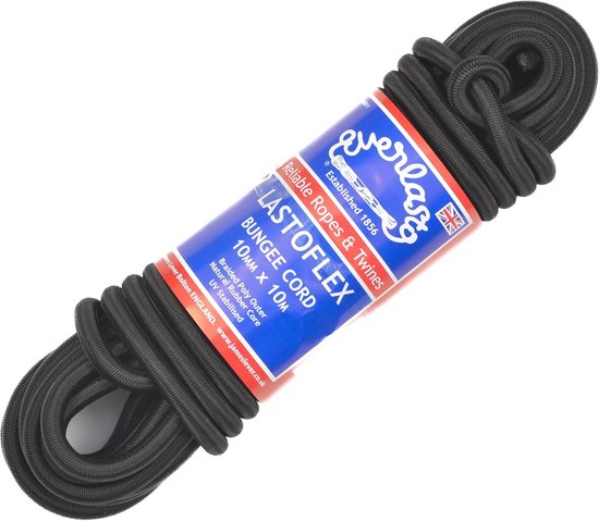 10MM LASTOFLEX Bungee Cord Zwart - Duurzaam en Sterk Koord voor Vrijetijd en Doe-Het-Zelf