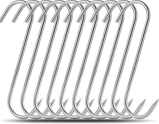 10pcs meat hooks, heavy duty 10mm S hooks, premium stainless steel, meat hooks, smoking hooks, meat processing for - ShopVlot