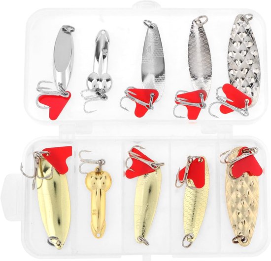 10pcs Metal Hooks - Spoon Metal Fishing Lure - Bait Fishing Spoon - Fishing Tool - Hard Bait Metal Spoons van Merkloos