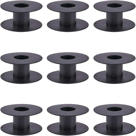 10Pcs Zwarte Plastic Spoel Grote Lege Klossen 6.9Cm Platte Sieraden Kralen Ketting Kant String Koorden Draad Draad Organizer Spoelen Voor Naaien Borduurwerk Weven DIY Ambachten Accessoires