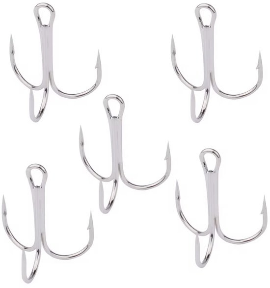 10x Dreg Maat 6 - Vernikkeld - Sterke Treble Hooks - Kunstaas Onderdelen - Voor Roofvis / Snoek van Merkloos