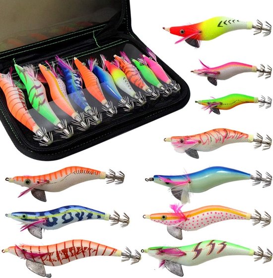 10x Kunstshrimp Vliegen voor Inktvis Vissen - Diverse Kleuren