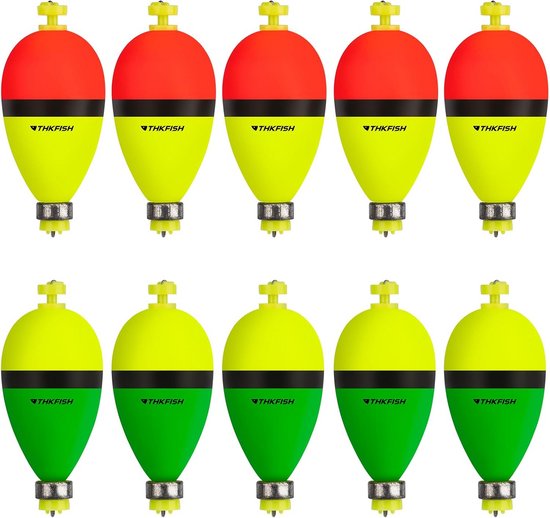 10x Schuim Visdobbers Set - Verpakking Ovale Slip Bobbers voor Forel, Baars en Witvis van Merkloos