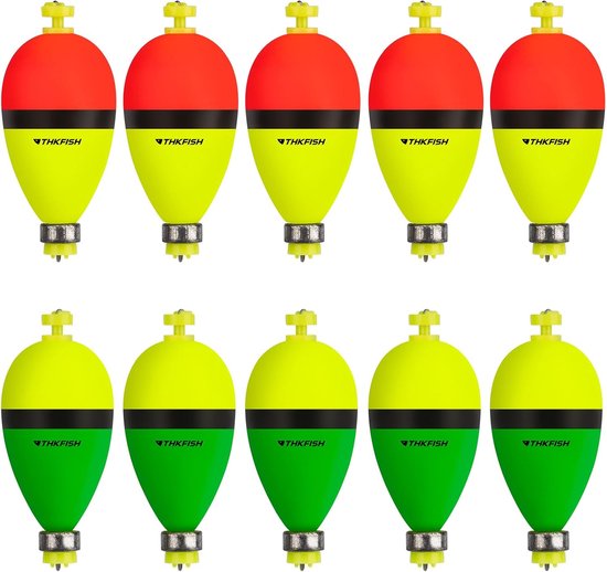 10x Schuim Visdobbers Set - Verpakking Ovale Slip Bobbers voor Forel, Baars en Witvis van Merkloos