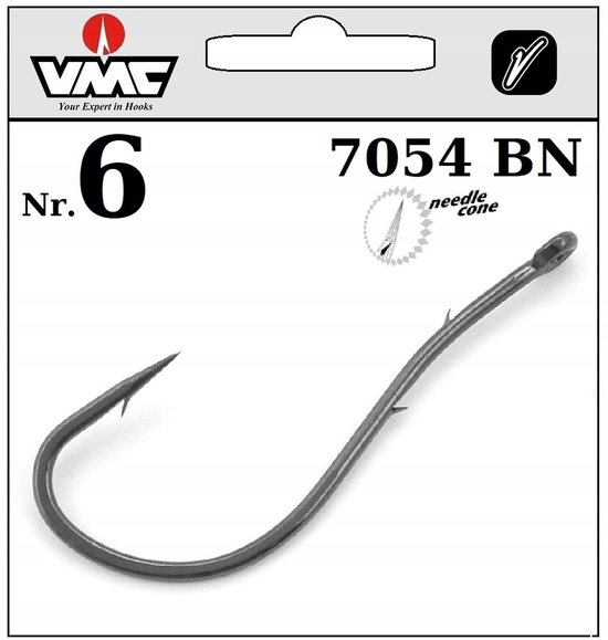 10x VMC 7054BN Haaknr. 6 - Vanadium, geringd, wormhaak van VMC