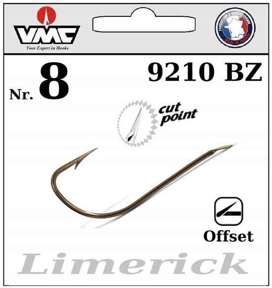 10x VMC Limerick Haken 9210 BZ Maat 8 Offset - Visgerei van Merkloos