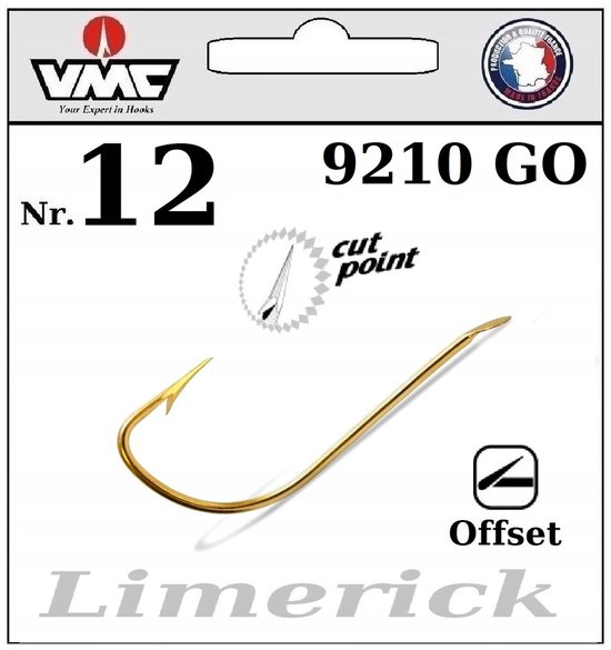 10x VMC Limerick Offset Haken 9210 GO Maat 12 - Goud