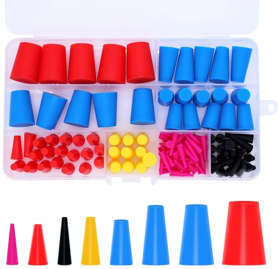 110 Pcs Conical Rubber Stopper - Silicone Rubber Assortment Set - Solid Rubber Stopper - Conical Hole Stopper voor Taping Holes Tijdens Poedercoaten van Merkloos