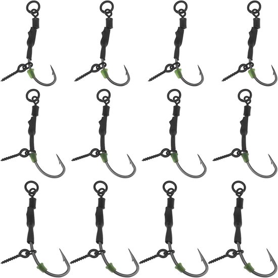 **12-delige set Swivel Style vishaak - tegen bodemvissen en karper - hoogwaardig staal** van Merkloos