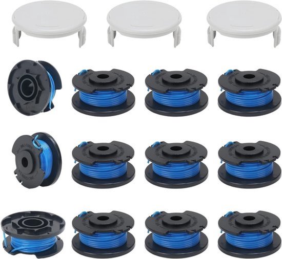 12-delige spoel voor bosmaaier met 3 caps - geschikt voor 18V, 24V en 40V modellen - blauw