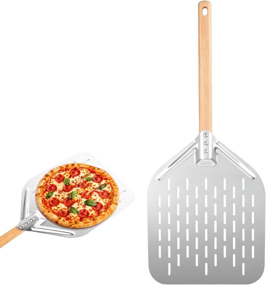 12 inch geperforeerd - pizzaschep van aluminiumlegering met groot oppervlak en afneembare handgreep - pizzaschep voor pizzaoven en oven