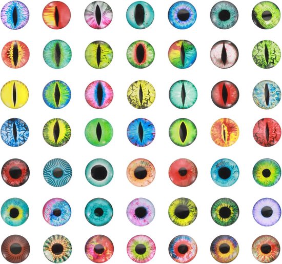 12 mm Dragon Eyes, 100 stuks ronde glazen ogen dieren gehaakte ogen voor klei pop maken ambachtelijke doe-het-zelf bevindingen sieraden maken, mix kleuren