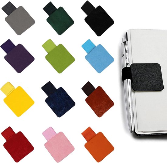 12 Pack Zelfklevende Penhouders in Diverse Kleuren, Elastische Penlussen voor Notebooks, Tablets en Agenda's